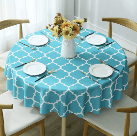 Tablecloth For Round Tables Waterproof Satin Resistant Washable Dining Table Protector (Color: Blue, size: 152*152cm)