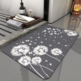 Super Absorbent Bath Rug Quick Drying Non-slip Bathroom Mat Bath Tub Side Area Floor Mats Diatomite Home Doormat Kitchen Carpet (Color: Dandelion, Specification: 400MMx600MM)